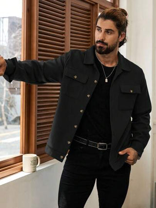 Manfinity Homme معطف قصير كاجوال مصنوع من الأقمشة المحبوكة، ملابس رجالية للخريف، معطف رجالي للشتاء، معطف أخضر رجالي، جاكيت عمل رجالي، بليزر رجالي، جاكيت غربي رجالي، بدلة رسمية رجالية