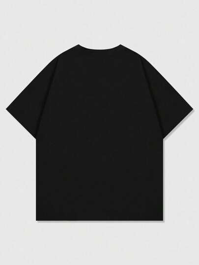 ROMWE MEN Grunge Punk قميص تي شيرت كم قصير مطبوع بطبعة الصورة الحرارية والسيلويت الرجعي للشارع، صيفي، بطراز عام 2000