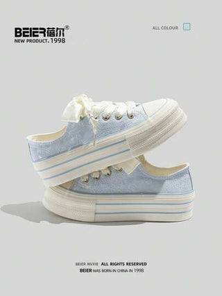 BEIER حذاء رياضي كاجوال للنساء من ماركة BEIER، بتصميم كتل مختلفة، أصابع قدم دائرية، وباطن سميك، مناسب لكل الفصول