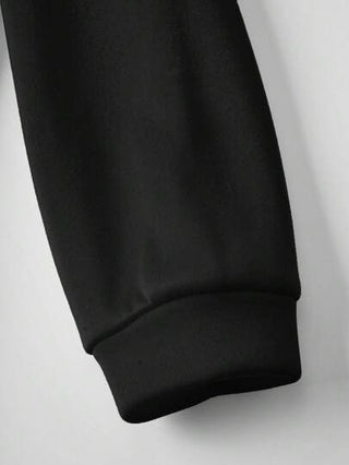 Manfinity Homme معطف كنزة رياضية سوداء ذات سوستة ورسم ظل رأس وأيل والشعار المحظوظ، بأسلوب رياضي كاجوال، للارتداء اليومي، مناسبة لفصل الربيع المبكر وخريف/شتاء