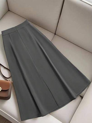 Modelyn تنورة نسائية عالية الخصر لتنحيف الجسم على شكل حرف A، تصميم أنيق باللون الرمادي الفحمي متعدد الاستخدامات