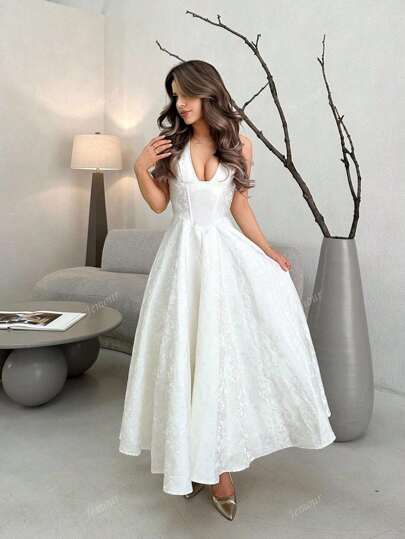 Jemour فستان سوارية للنساء أنيق من القماش الأطلسي جاكوارد بربطة وتفاصيل على شكل فيونكة، مناسب للارتداء اليومي والخروجات والسهرات والكلوب والأعياد ، بأسلوب أميري، ملائم للخريف وكوستيوم هالوين