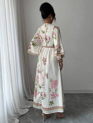 Yasmyna فستان أنيق بأكمام طويلة مطبوع بالزهور للنساء