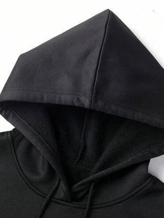 هودي كاجوال فضفاض مطبوع عليه عنصر جناح بخط جوتيك، خريف/شتاء