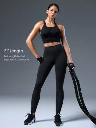 GLOWMODE سروال رياضي قصير 31 بوصة من نوع Powersculpt™-Air، سريع الجفاف، مرن، مُلطف للخياطة، مناسب للركض والتمارين الرياضية عالية التأثير