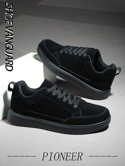 أحذية رياضية كاجوال بسيطة ذات لون أحادي للرجال، بنمط ربط أمامي منخفض، أحذية مريحة للارتداء اليومي والخارجي، أنيقة وعملية للاستخدام اليومي