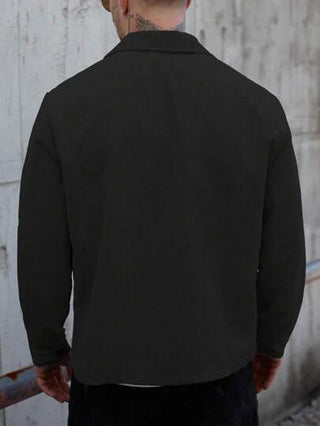 Manfinity Homme جاكيت قميص رجالية، جاكيت قميص طويلة الأكمام بأزرار أمامية وجيب بسيطة، للارتداء اليومي العادي، جاكيت رجالية، جاكيت قميص رجالية، جاكيت رجالية للخريف والشتاء، هدية للصديق، جاكيت كاجوال قطيفة فلانيل دافئة للخروج طويلة الأكمام