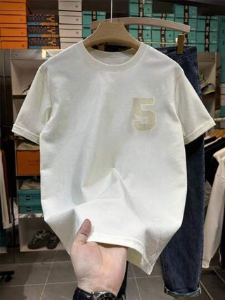 SHEIN Manfinity Dauomo تي شيرت رجالي كاجوال بياقة مستديرة وأكمام قصيرة، صيفي