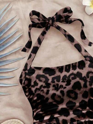 Soleia ملابس علوية دوكسي بحزام للرقبة وطبع نمر كامل مناسبة لفصل الصيف للسيدات