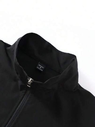 Manfinity ZONE917 جاكيت كاجوال طويلة الأكمام مع سحاب وألوان متباينة للرجال