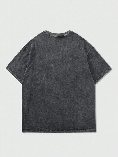 ROMWE MEN Street Life تي شيرت أكمام قصيرة بطبعة حصان مرشوش أمريكي للجنسين