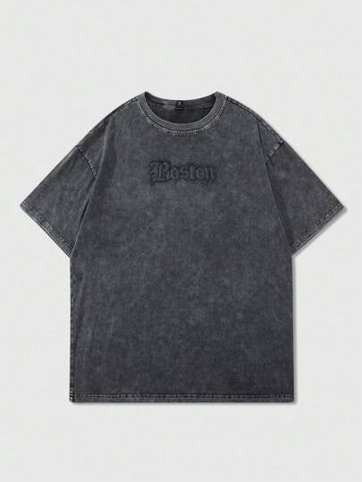 ROMWE MEN Street Life تي شيرت أكمام قصيرة بطبعة حصان مرشوش أمريكي للجنسين