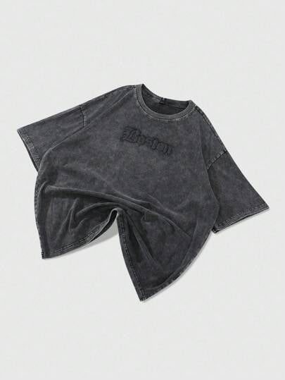 ROMWE MEN Street Life تي شيرت أكمام قصيرة بطبعة حصان مرشوش أمريكي للجنسين