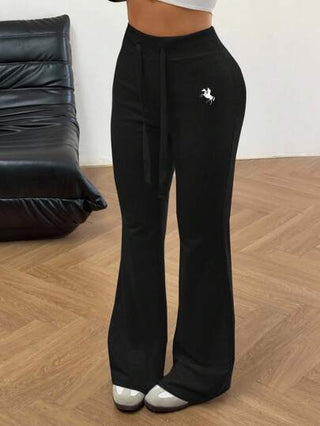 EZwear بنطلون إمرأة كاجوال واسع مطرز محبوك