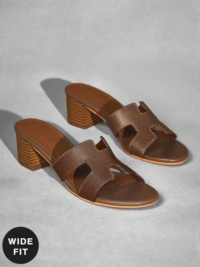 SHUZIA صنادل نسائية بكعب سميك وواسع مع شريط مفتوح، موضة الشرائح