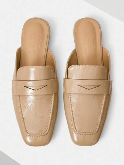 MOTF PREMIUM نعال نسائية مربعة الأصبع مسطحة وسهلة الارتداء، متعددة الاستخدامات وعصرية بتصميم بسيط، مناسبة للتنقل اليومي