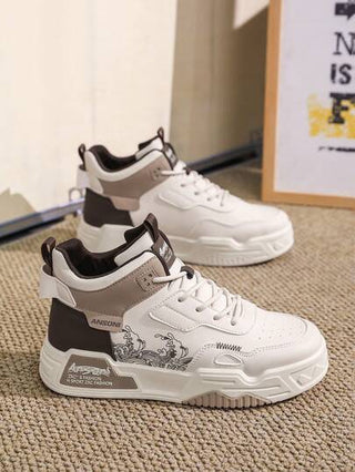 أحذية رياضية عالية الكاحل للرجال، أحذية كاجوال بنظام ربط، أحذية رياضية عصرية، مناسبة للعمل والسفر في فصلي الخريف والشتاء