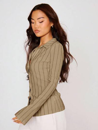 MUSERA قميص كاجوال أنيق طويل الأكمام بأزرار وتصميم مخطط، مناسب للمناسبات العادية والأنيقة، قمصان جميلة للعطلات والخريف والعودة إلى المدرسة والعمل في فصل الخريف والشتاء