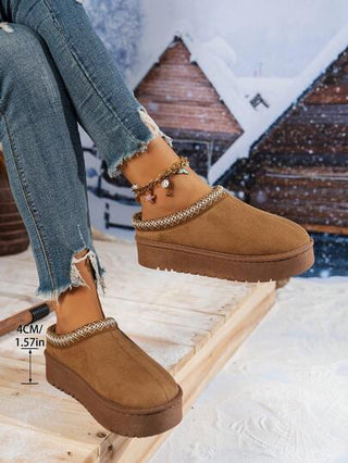 نساء الموضة الفاخرة الدافئة أحادية اللون داخلي خارجي السفر العطلة سميكة القاع الأحذية الداخلية، بوت ذات قاع سميك، بسيطة نساء داخلي خارجي الأحذية الداخلية، قاع ناعم، خفيفة الوزن ومريحة، بوت داخلية ذات قاع سميك