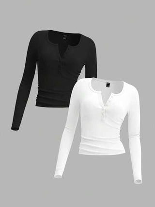 EZwear ملابس علوية أساسي للنساء بأكمام طويلة ضيق وأزرار أمامية، ملابس كاجوال للارتداء اليومي في الربيع، ملابس رمضان