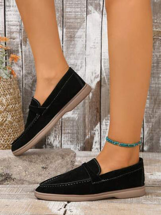 نساء الموضة الجديدة أحذية لوفرز خفيفة الوزن قابلة للتنفس، كاجوال للتنقل، لون أساسي بسيط متعدد الاستخدامات، رجعي بلس سايز، شقة لا انزلاقية للعمل