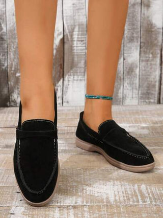 نساء الموضة الجديدة أحذية لوفرز خفيفة الوزن قابلة للتنفس، كاجوال للتنقل، لون أساسي بسيط متعدد الاستخدامات، رجعي بلس سايز، شقة لا انزلاقية للعمل