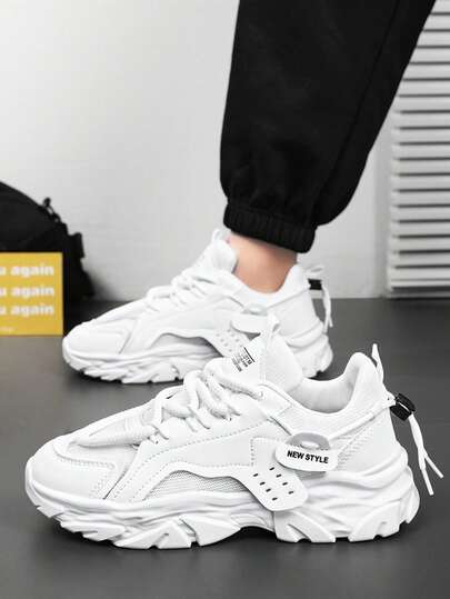 أحذية رياضية جديدة، أحذية بيضاء، أحذية مسطحة، أحذية كاجوال، أحذية رياضية، أحذية رجالية ذات كعب سميك موضة الربيع، متعددة الاستخدامات وكاجوال، أحذية رياضية سميكة، مضادة للانزلاق، مقاومة للتآكل وزيادة الارتفاع، موضة، هدايا عيد العمال، هدايا عيد الحب
