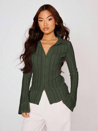 MUSERA قميص أنيق مخطط بأكمام طويلة مفصل وواسع من الأسفل، مناسب للربيع والصيف، مظهر أنيق وجذاب للمناسبات العادية والرسمية، مناسب للصيف والعودة إلى المدرسة والعمل في الخريف والشتاء