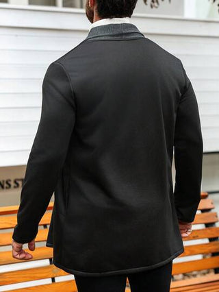 Manfinity Homme جاكيت كاجوال بأكمام طويلة وأزرار أمامية بتباين الألوان، كارديجان متعدد الاستخدامات للرجال، جاكيت كنزة للرجال بأكمام طويلة، كارديجان أسود للرجال، كارديجان رمادي للرجال، بطراز عتيق