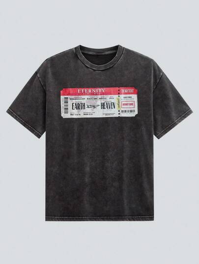 1 قطعة تي شيرت رجالي بياقة مستديرة وأكمام قصيرة، مصنوع بتقنية الغسيل بالثلج، قطن، برسمة جرافيك، هدية مناسبة للمهرجانات