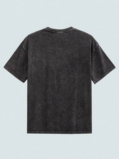 1 قطعة تي شيرت رجالي بياقة مستديرة وأكمام قصيرة، مصنوع بتقنية الغسيل بالثلج، قطن، برسمة جرافيك، هدية مناسبة للمهرجانات