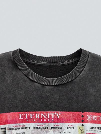 1 قطعة تي شيرت رجالي بياقة مستديرة وأكمام قصيرة، مصنوع بتقنية الغسيل بالثلج، قطن، برسمة جرافيك، هدية مناسبة للمهرجانات