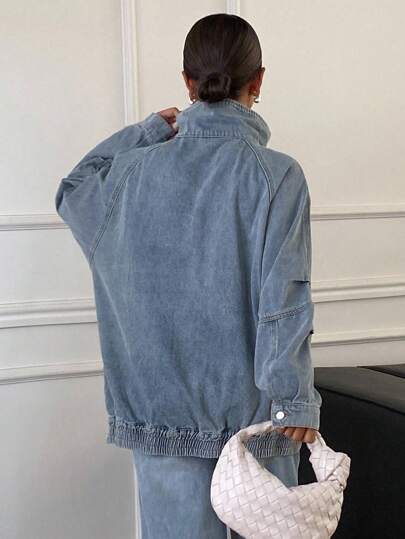 DAZY معطف جينز نسائي جديد للخريف/الشتاء، فضفاض وكاجوال، مغسول ومشوه