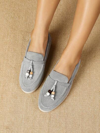 حذاء نسائي مسطح من الجلد الناعم، فتحة ضحلة، موديل ربيع/صيف 2025 متعدد الاستخدامات للارتداء اليومي والعمل، مناسب للخريف والشتاء، نعل مطاطي مقاوم للانزلاق، بتصميم بريطاني، مقاسات كبيرة من 41 إلى 43