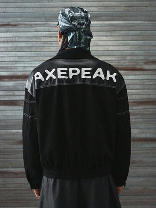AXEPEAK جاكيت رجالية كاجوال فضفاضة مصنوعة من قماش مرقع بأكمام طويلة