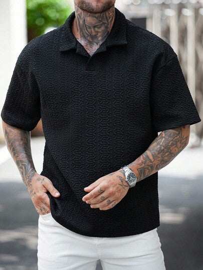 Manfinity CasualCool قميص بولو قصير الأكمام أحادي اللون بتصميم بسيط للرجال