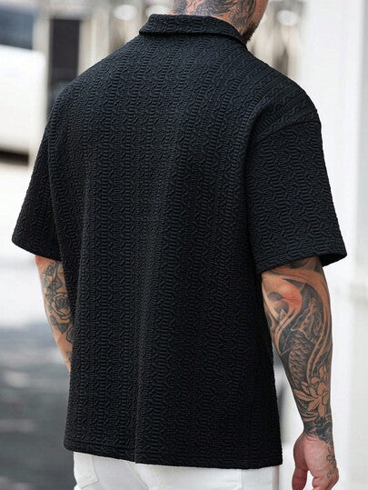 Manfinity CasualCool قميص بولو قصير الأكمام أحادي اللون بتصميم بسيط للرجال