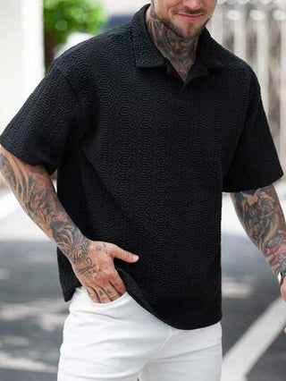 Manfinity CasualCool قميص بولو قصير الأكمام أحادي اللون بتصميم بسيط للرجال