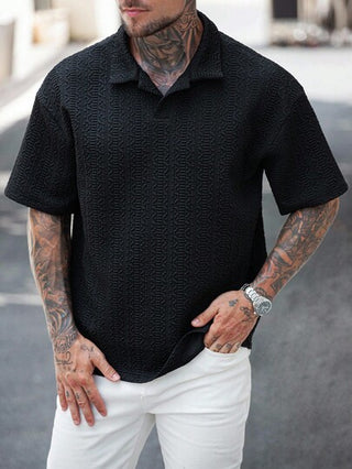 Manfinity CasualCool قميص بولو قصير الأكمام أحادي اللون بتصميم بسيط للرجال