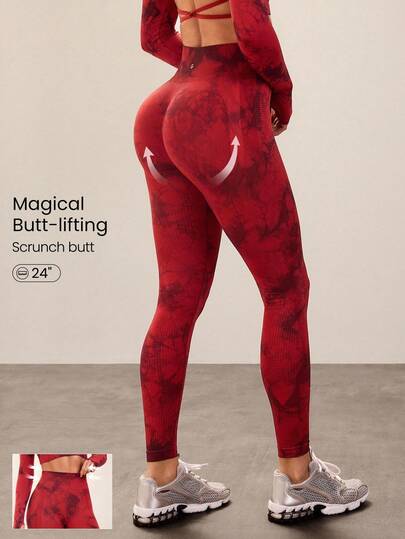 GLOWMODE سروال رياضي بخصر عالي بدون غرز، مثقب، تأثير متوسط للجيم والتمارين