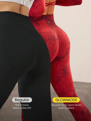 GLOWMODE سروال رياضي بخصر عالي بدون غرز، مثقب، تأثير متوسط للجيم والتمارين
