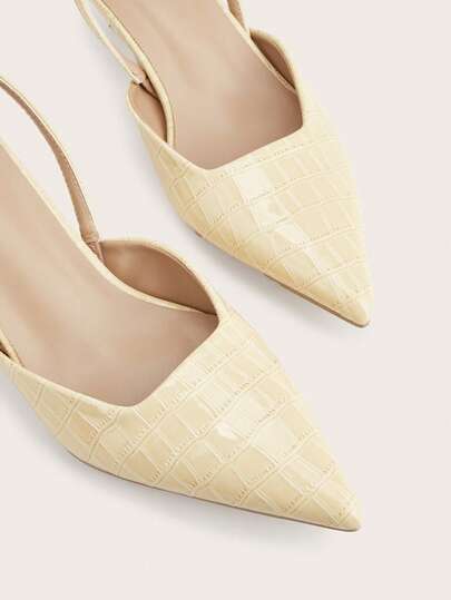 أحذية كعب قطة ذات ملمس حجري للنساء، كعب عالي أنيق بأصبع مدبب، كعب عالي عصري بحزام الكاحل وأصبع مفتوح (قطع عشوائي)