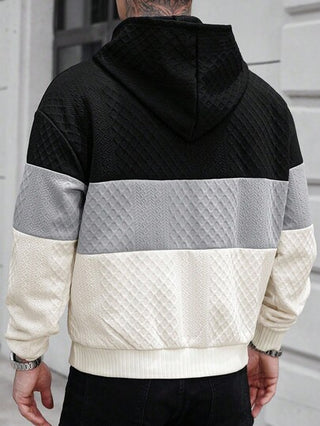 Manfinity CasualCool معطف هودي مع حزام ، ملابس خارجية للرجال في الخريف ، ملابس رجالية لخريف 2025 ، هودي أساسي للرجال للخارج ، قماش بنسيج هرنسي ، تصميم بسحاب ، هدية مثالية للحبيب/الزوج ، ألوان كتل باللون الأسود والرمادي والمشمش