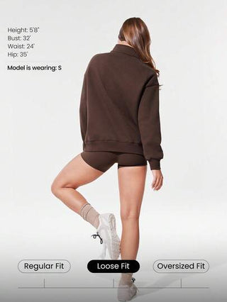 GLOWMODE بلوزة رياضية بسحاب نصفي وجيوب جانبية، طويلة الأكمام وفضفاضة في الوركين، مناسبة للارتداء اليومي في فصلي الخريف والشتاء