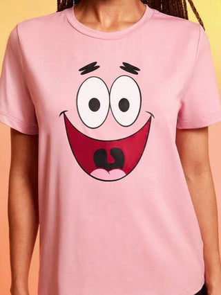 SpongeBob SquarePants X 3 قطع تي شيرت نسائي بياقة مستديرة وأكمام قصيرة بطبعات كرتونية