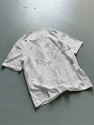 Manfinity Dauomo تي شيرت رجالي بطبعة أغصان بياقة دائرية وأكمام قصيرة متعدد الاستخدامات