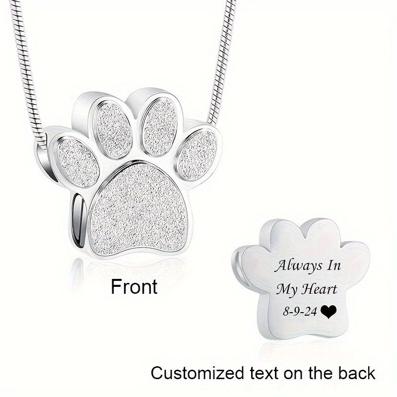 مجوهرات الحيوانات الأليفة المخصصة - قلادة أرجوحة من الفولاذ المقاوم للصدأ مع تصميم بصمة الكف الملمع و نقش "دائمًا في قلبي" ، مثالية لحيوانات القطط والكلاب ، تذكار ، مجوهرات الحيوانات الأليفة | تصميم بصمة الكف الملمع | مجوهرات الحيوانات الأليفة المتينة ، م