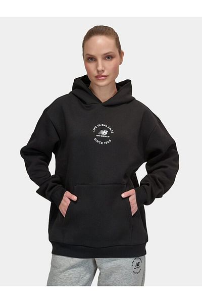 Unh3347 البلوز مقنعين المرأة السوداء هوديي New Balance