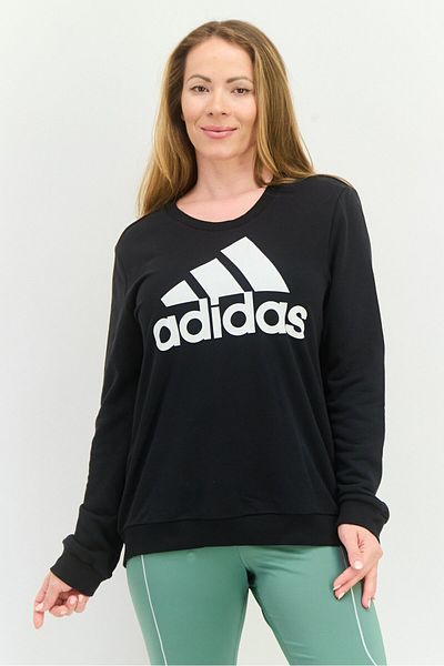 سويت شيرت رياضي نسائي بأكمام طويلة مناسب للأنشطة الخارجية، أسود/أبيض