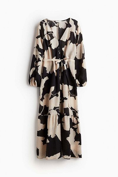 فستان من الكريب مع حزام ربطة عنق